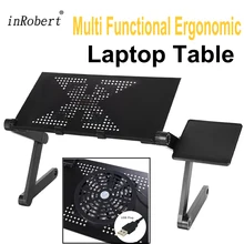 Multi Functional Ergonomic Foldable Laptop Stand Come With USB Cooler and Mouse Pad Portable Laptop Mesa Notebook Table For Bed