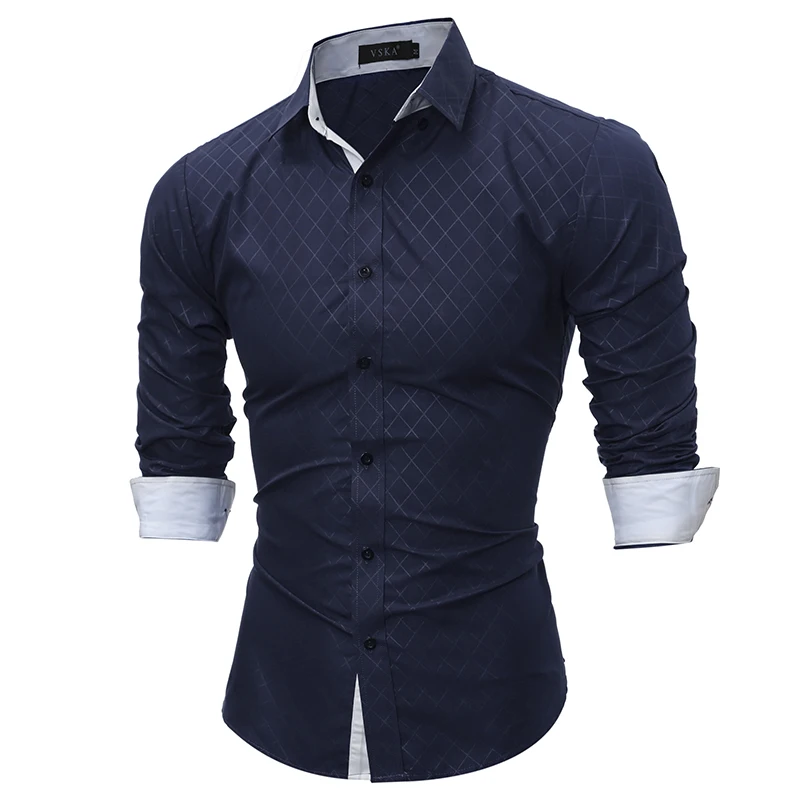 Мужская Облегающая рубашка camisa masculina YJ летняя с длинным рукавом 2019|fit shirt|men slim fit