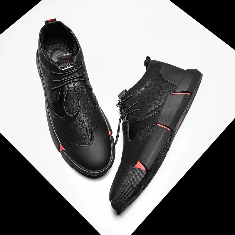 Новинка; брендовая Высококачественная Черная мужская кожаная повседневная обувь; модные теплые кроссовки; модная обувь на плоской подошве; LG-11