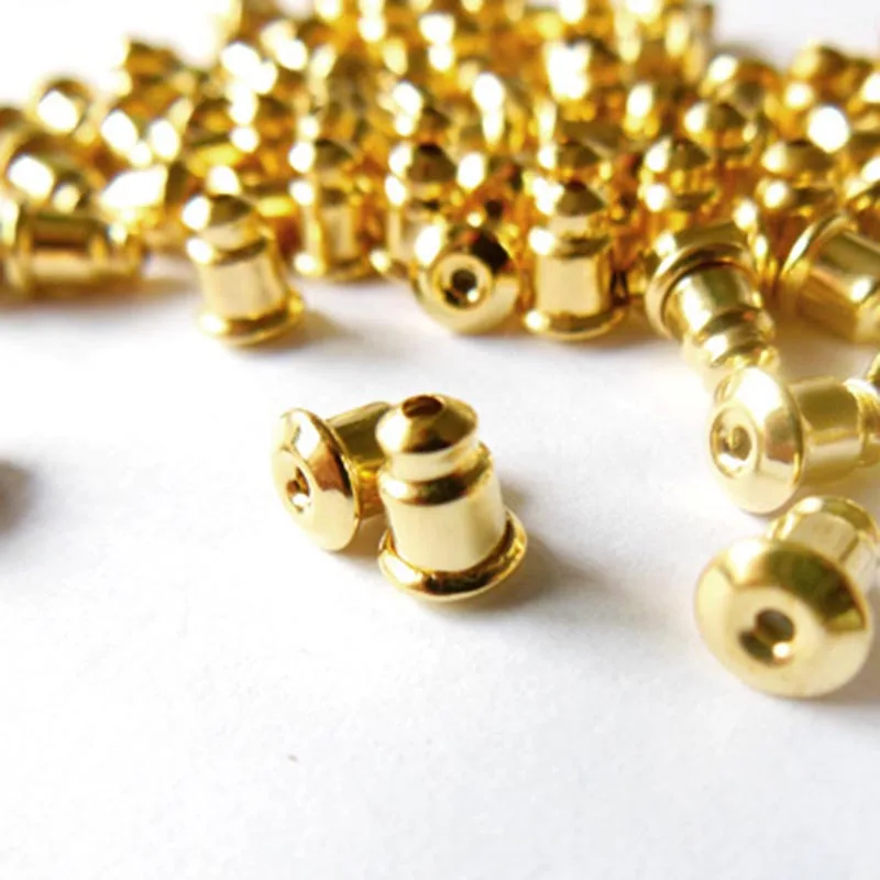 

RE 100pcs/lot Wholesale 6mm Fashion Gold Plated Ear Back Stopper Screw Findings Jewelry Accessories Free Shipping