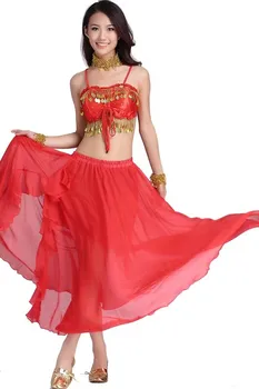 

2017 Women New Real Cotton Bellydance Belly Dance Skirt Set Costumes Bandage Hanging Sheet Roll-up Placketing Practice Hem