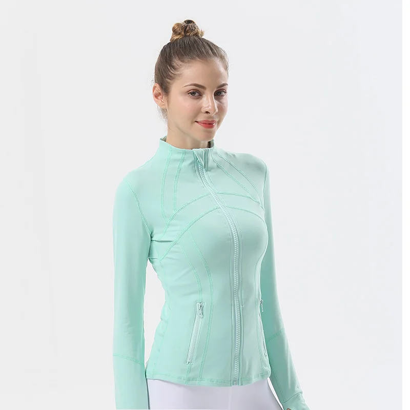 

Active Women Stand-Up Collar Deep Green Running Basic Jackets Sports Outerwear & Coats Fitness Yoga Gym Jogging Zip Fastener
