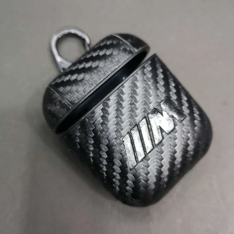 Hot Carbon fiber soft leather Wireless Earphone Charging Cover Bag for Apple AirPods 1 2 car M Motorsport Bluetooth Headset Box