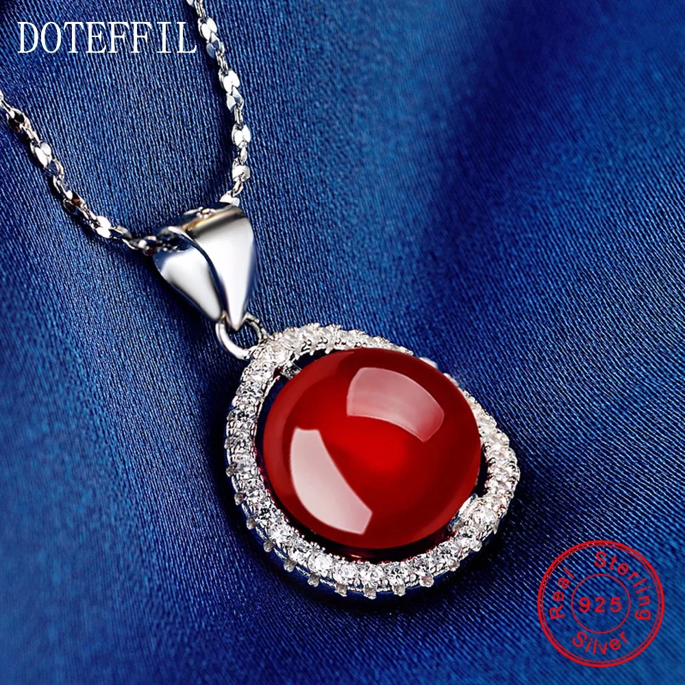 Женское Ожерелье с круглым кулоном ожерелье из 100% стерлингового серебра 925 пробы