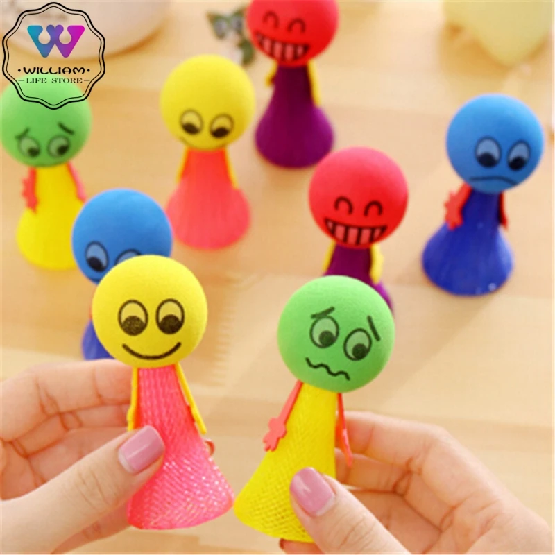 

10Pcs/Pack Jumping Doll Kids Bounce Ball Fillers Novelty Emoji Face Toys Game Expressions Push&DownToys Gifts Party Favors