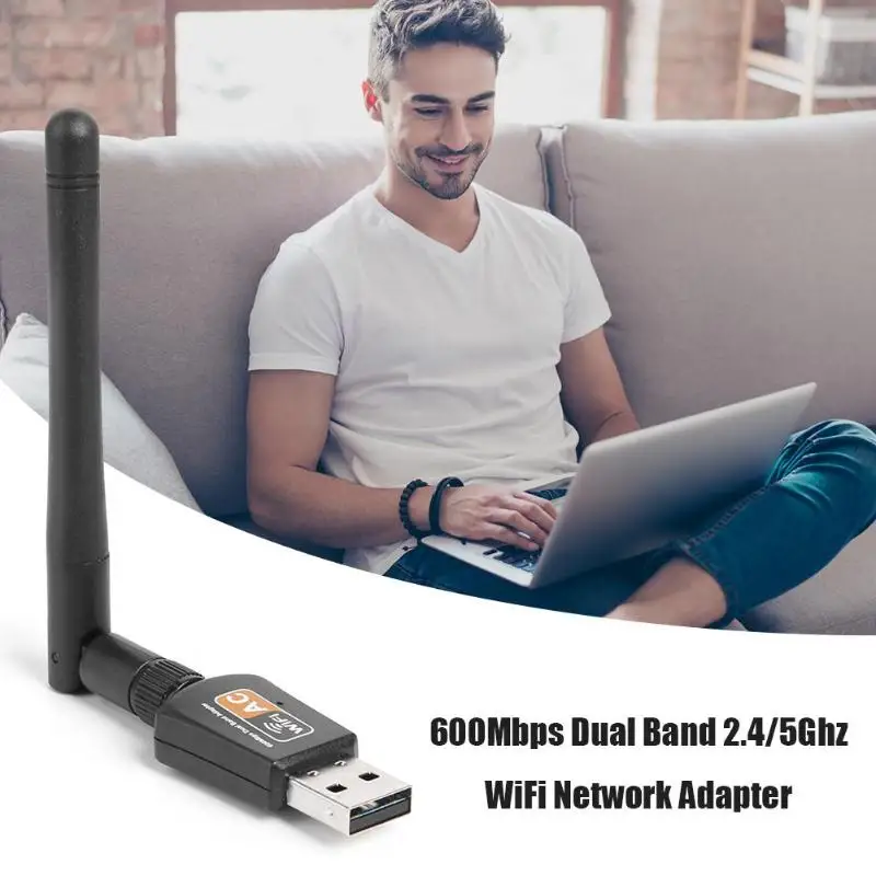 Двухдиапазонный USB Wi-Fi, Ethernet адаптер 600 Мбит/с 2,4/5 ГГц MT7601 беспроводная сетевая карта Dongle приемник IEEE 802.11b/g/n Бесплатный драйвер