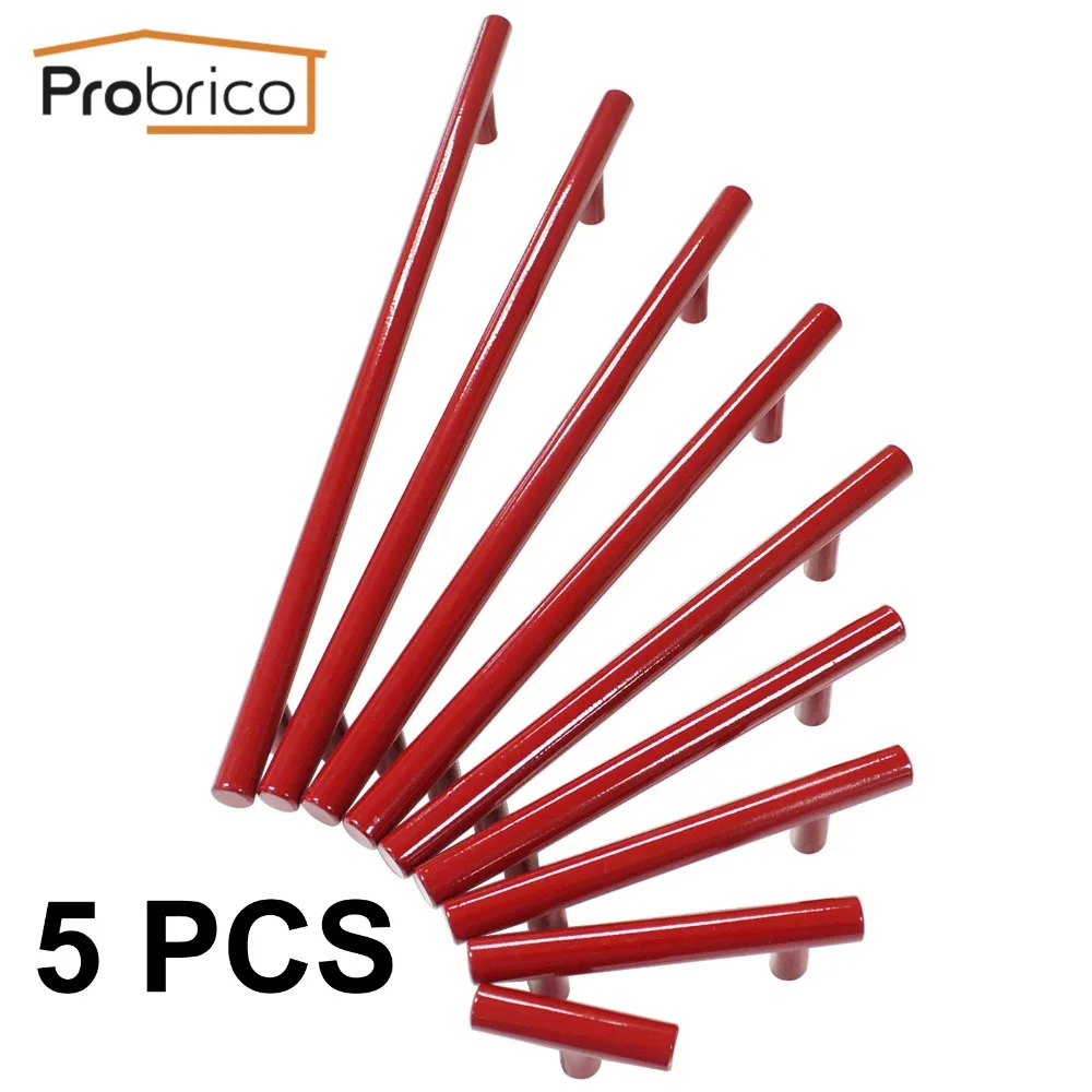 Probrico 5 Pcs Red Door T Bar Straight Handle Knobs Pull