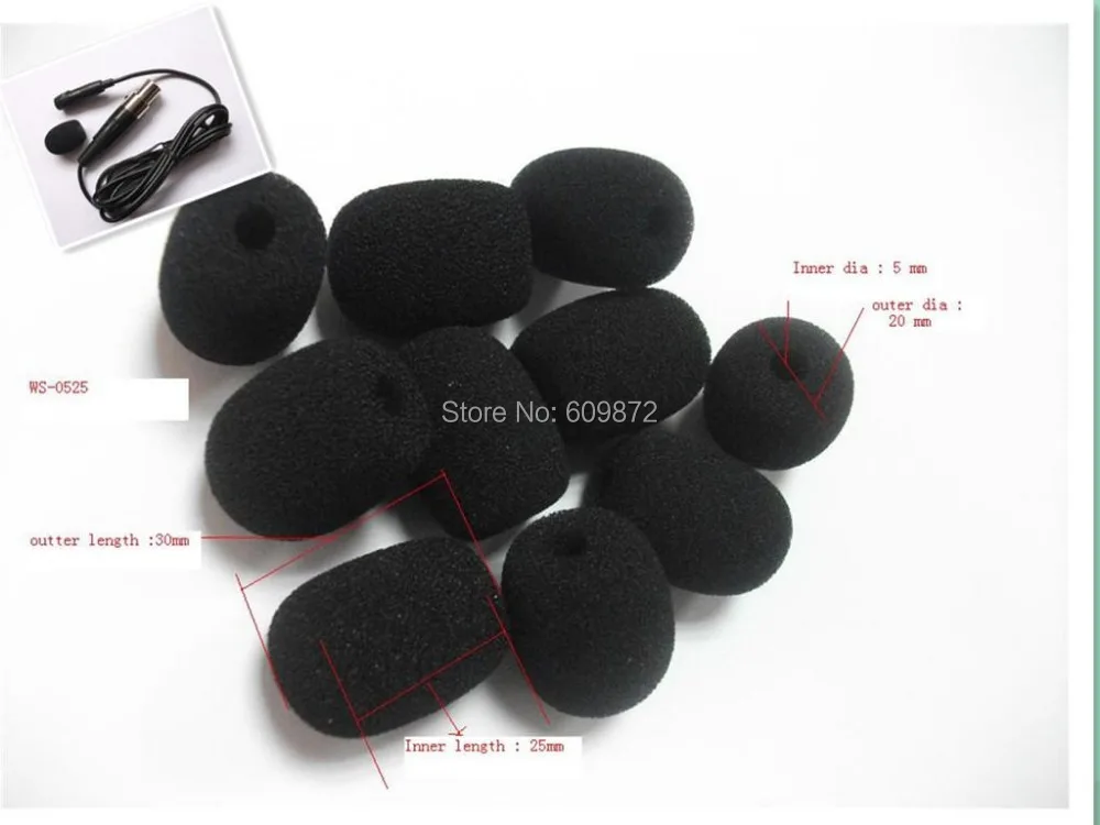

5mm Microphone foam windscreens sponge mic covers 5mm opening and 25mm inner length for lapel microphones 10 pcs