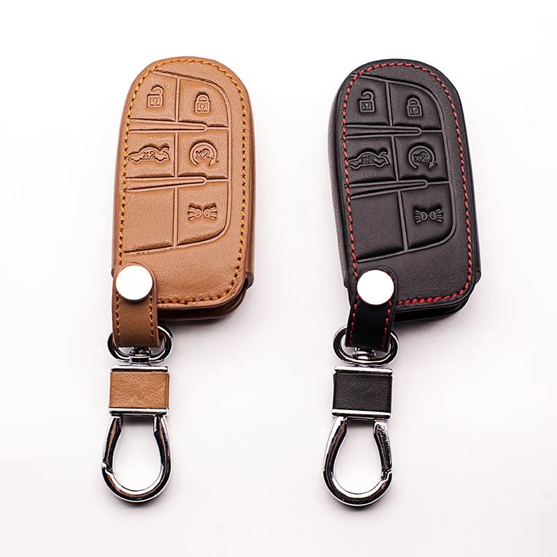 

for Jeep Traitor 2014 2015 Grand Cherokee Chrysler 300C for Fiat 5 buttons leather carremote key caseKeyboard cover Car wallet