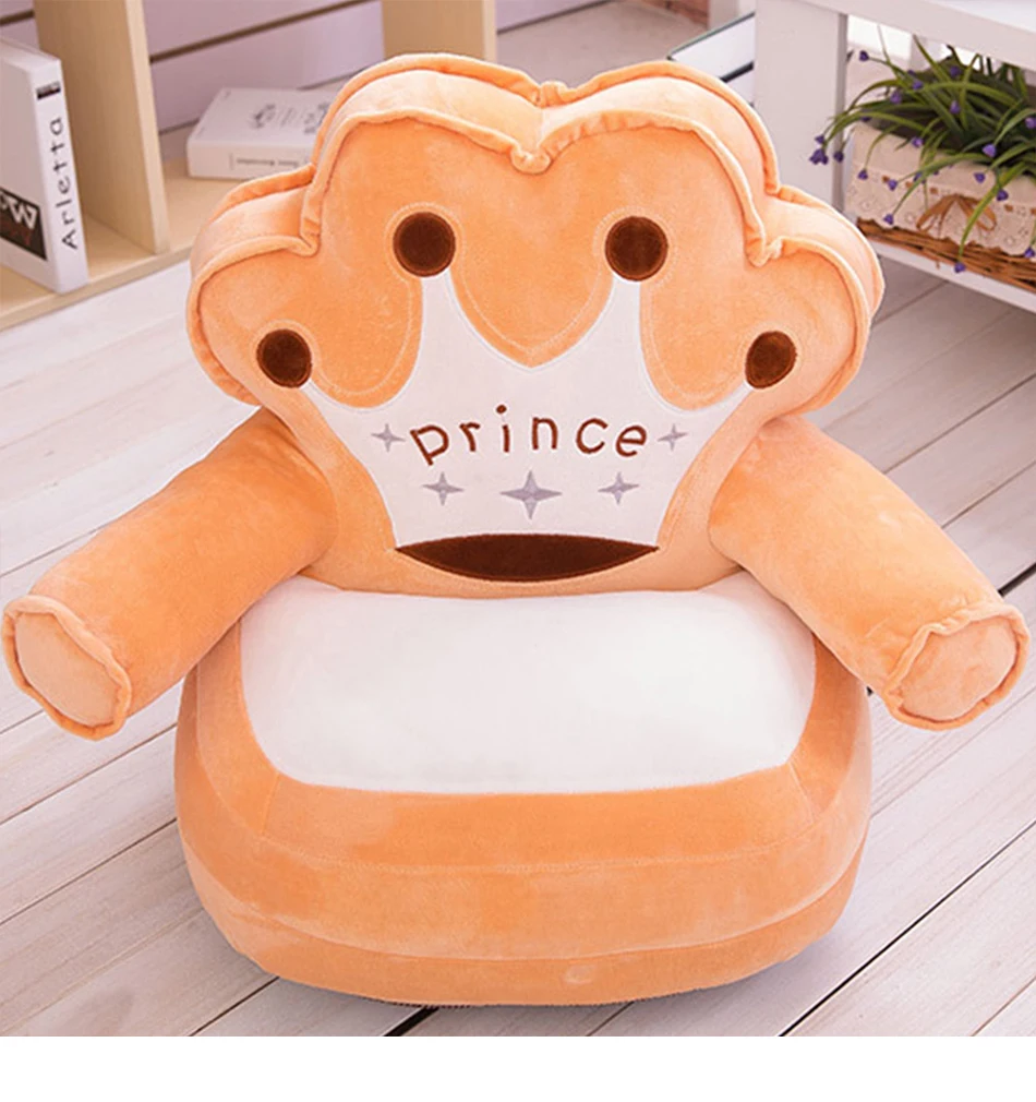 Only Cover NO Filling New Baby Kids Cartoon Soft Sofa Cover Crown Bear Seat Children Comfortable Puff Skin Toddler Children Sofa