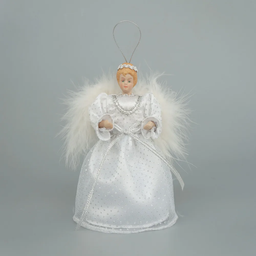 Handmade Mini Silver Wings Dress Christmas Angel Tree Topper Porcelain