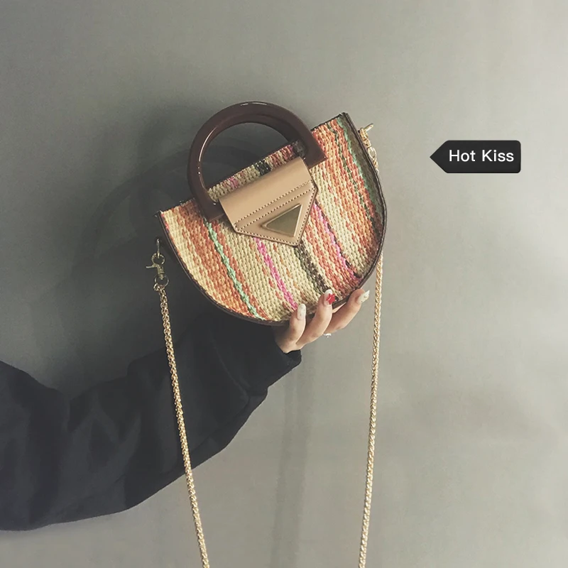 

Contrast Small Bag Female 2018 New Fashion Chain Shoulder Bag Korean Retro Wild Messenger Small Round Package