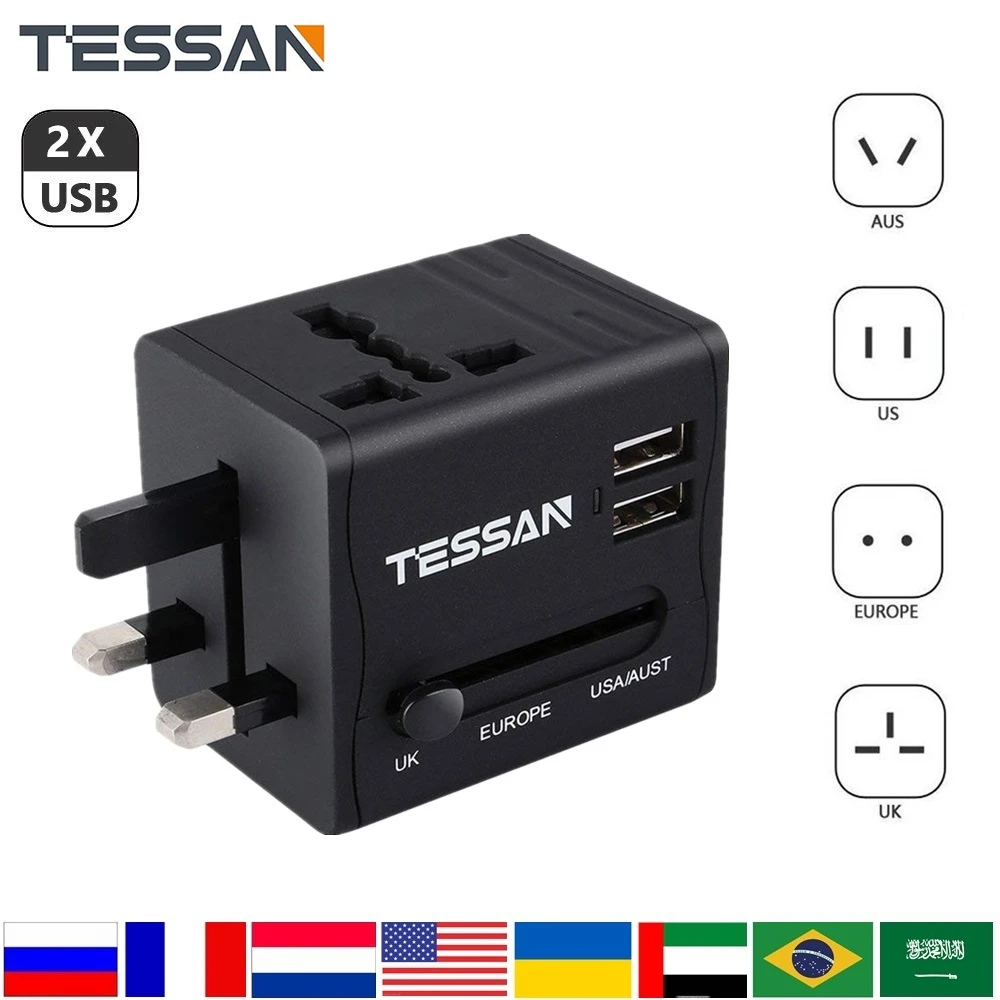 Универсальный дорожный адаптер TESSAN вилка стандарта