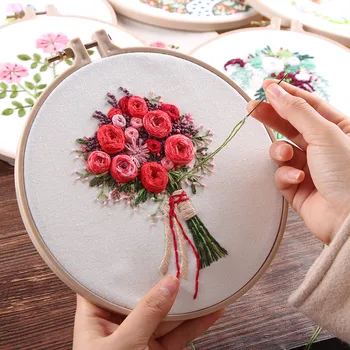 

Meian, New Sale"Bouquet Flower"Embroidery with Hoops Cross Stitch Embroidery Circle Set Art Craft Handy Sewing Home Decoration