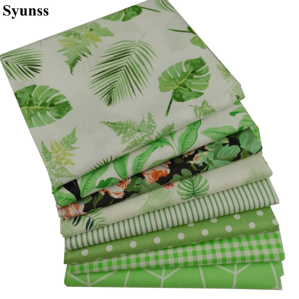 

Syunss Grenn Floral Grid Printed Cotton Fabric for Diy Patchwork Quilting Baby Cribs The Cloth Cushions Blanket Sewing Tissus