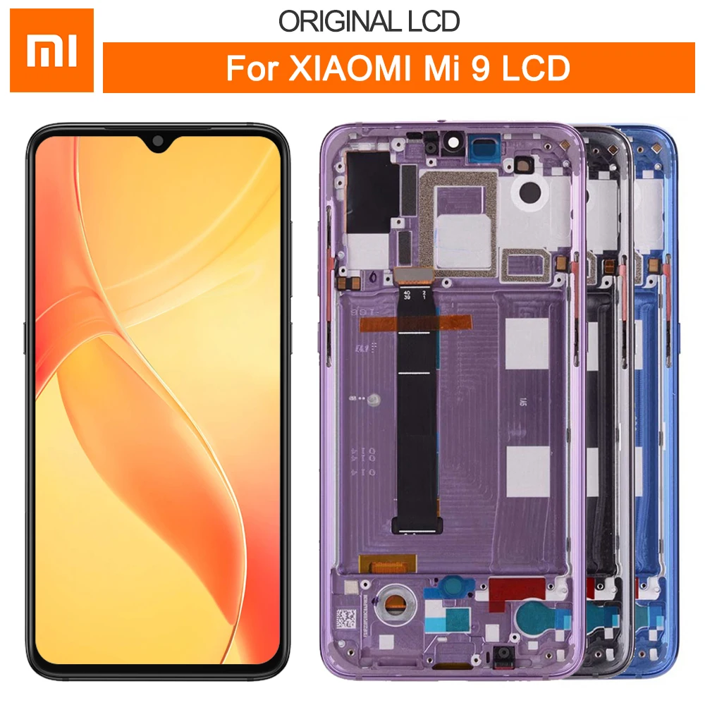 

Original xiaomi Mi 9 Mi9 Display LCD Display Touch Screen Digitizer Assembly 6.39 inch amoled replacement for MI 9 LCD + frame