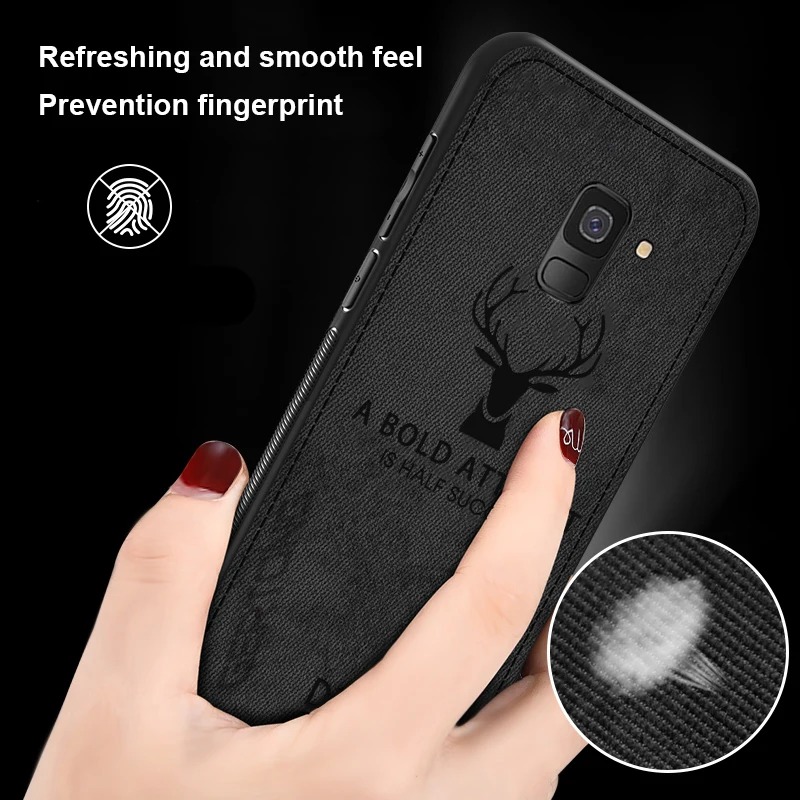 Deer Cloth Texture Phone Case For Samsung Galaxy A8 A6 J4 J6 Plus 2018 J5 J7 J3 2017 Note 9 8 S8 S9 S10 Plus S10e Business Cover