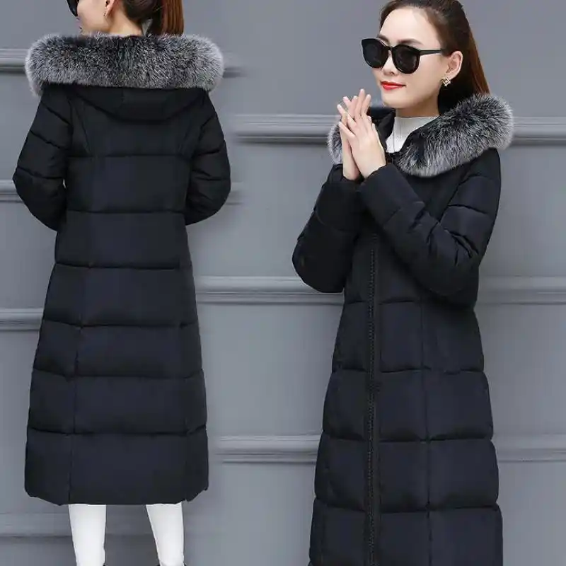 Winter jacket Women Down Jackets Fur Collar Warm Padded Cotton Coat Long Parka