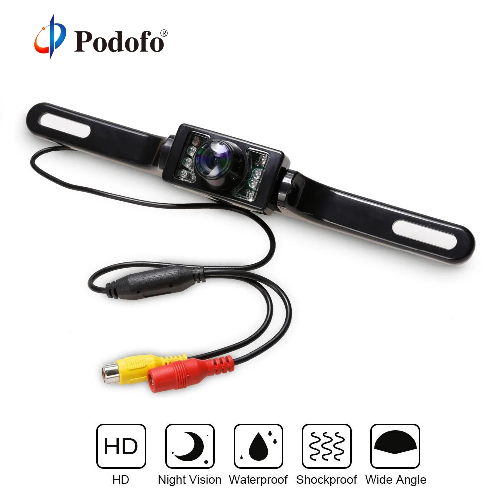

Podofo Car Rear View Camera License Plate Reverse Backup Parking CMOS Parking System Camera Car-Styling Night Vision Waterproof