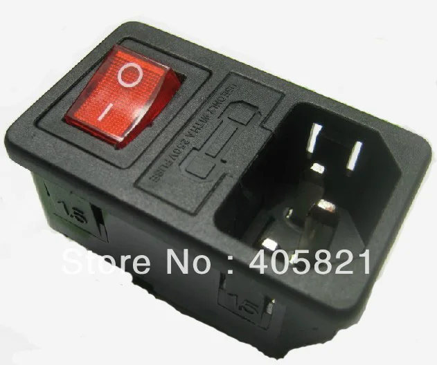 

AC power socket,fuse switch,ac inlet AS-10 with rocker switch KCD1-104N(red)