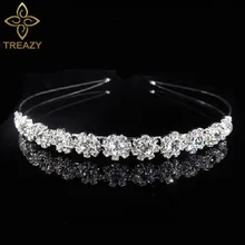 TREAZY элегантные свадебные аксессуары для волос для женщин и девочек, Серебристые свадебные ободки для волос с кристаллами, украшения для волос для невесты