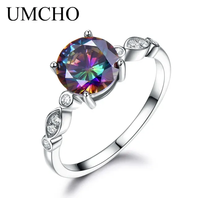 Umcho Genuine Rainbow Fire Mystic Topaz Ring Solid 925 Sterling Umcho Genuine Rainbow Fire Mystic Topaz Ring Solid 925 Sterling Silver Jewelry Best Gift For Women