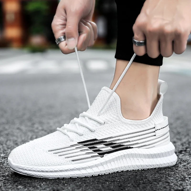 Сетчатая мужская повседневная беговая Обувь На Шнуровке Мужская Легкая спортивная обувь удобные дышащие прогулочные спортивные летние