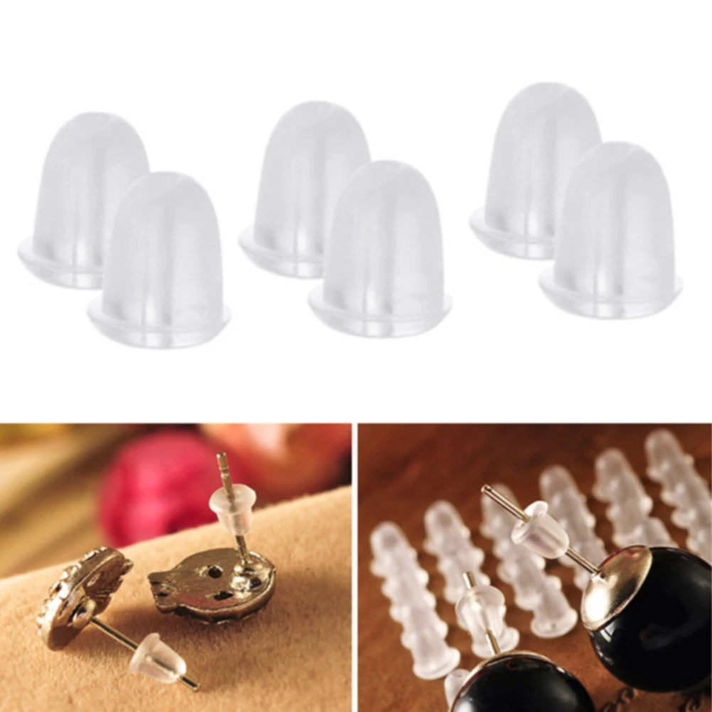 

100pcs/set Blocked Ear Plugging Pads Clear Earring Backs Backstops Stud Transparent DIY Plastic Stoppers Safety Soft Plugging
