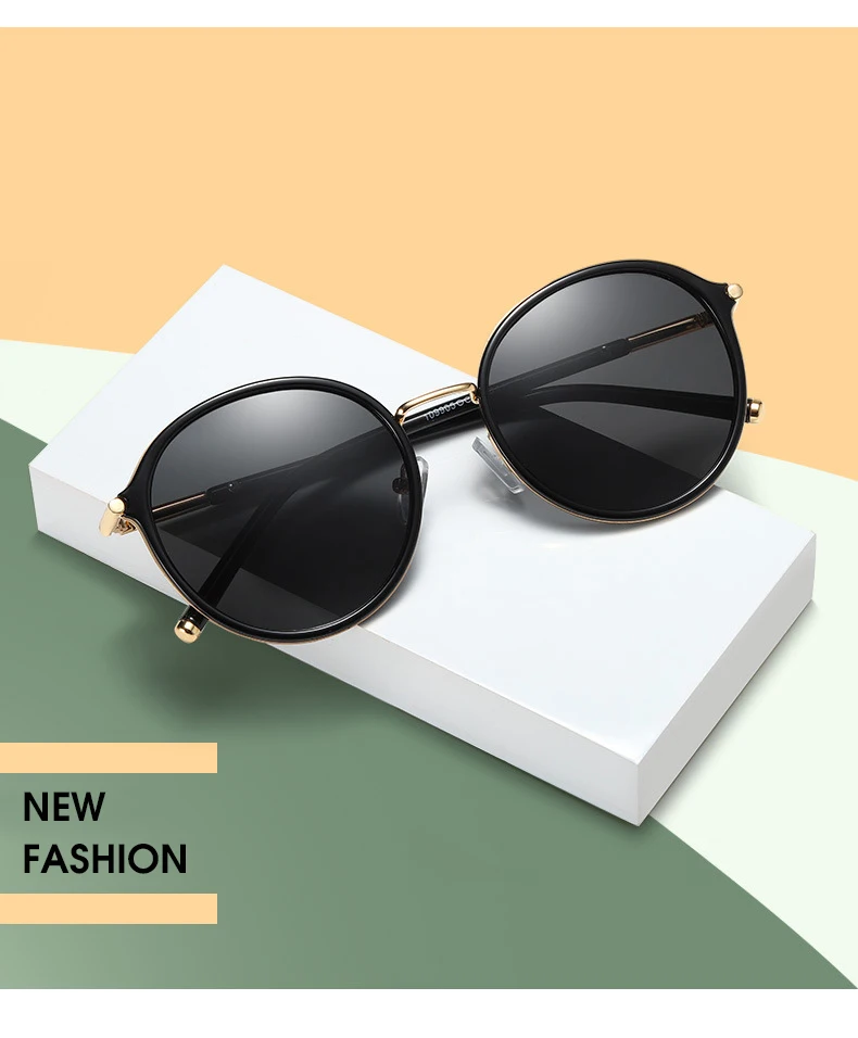 SUNWEAR 2019 новый роскошный круглый Для женщин поляризованных солнцезащитных очков марки в дизайнерской металлической оправе женские