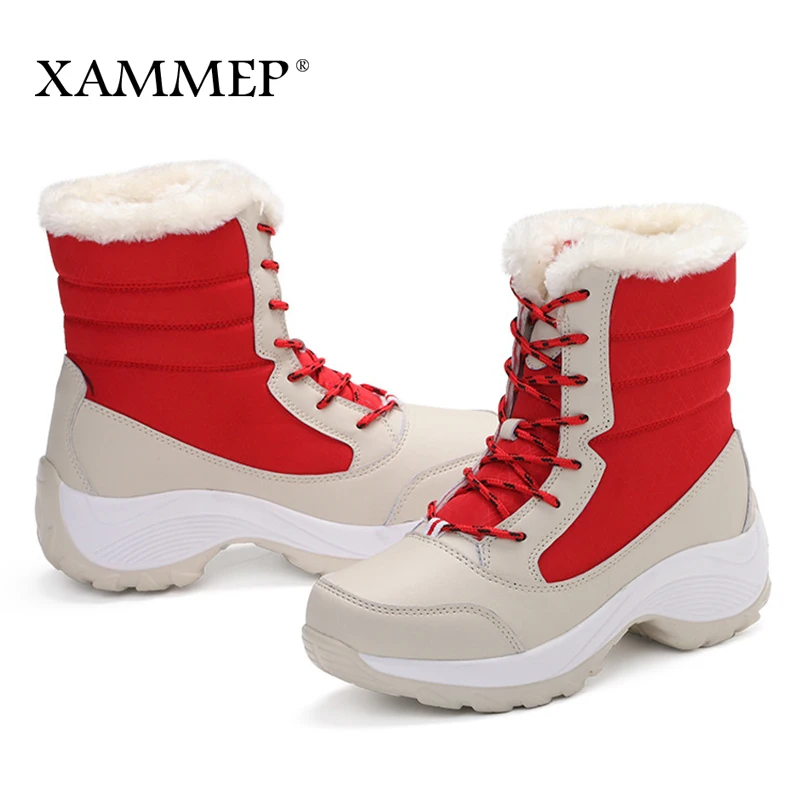 Женская зимняя обувь брендовые зимние сапоги до середины икры большого размера Женская обувь высокого качества теплая плюшевая модная обувь Xammep