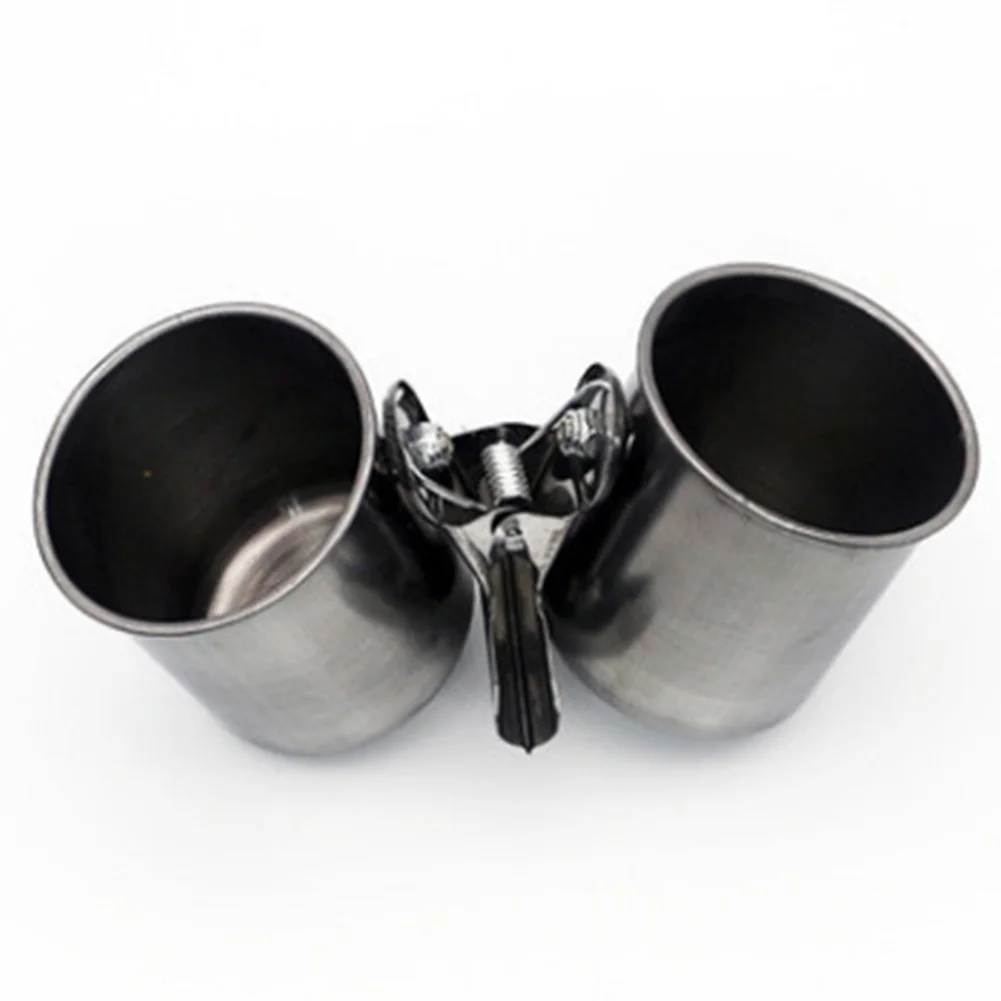 

Food Water Feeding Bird Double Cups With Clip Stainless Steel Parrot Feeder Cup