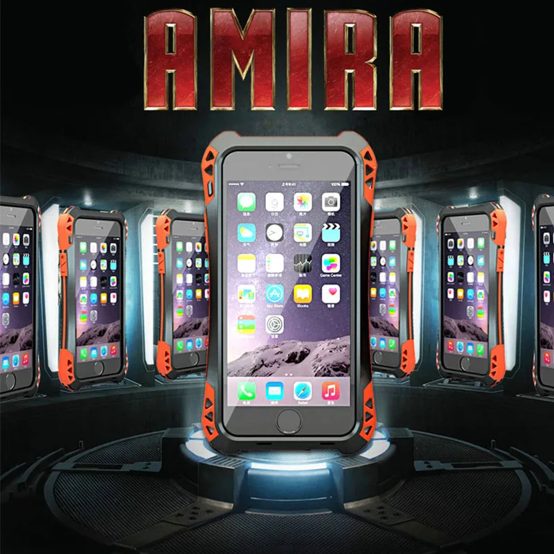 cheap Newest AMIRA Case for iPhone 6 4.7 Waterproof Shockproof Carbon Fiber+Metal+Gorilla Glass Anti impact Armor For Iphone 6 R just