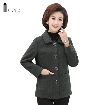 

ASLTW Plus Size Winter Coat Women 2018 New Casual Turn Down Collar Jackets For Women Two Pockets Vestidos Female Wool Coat