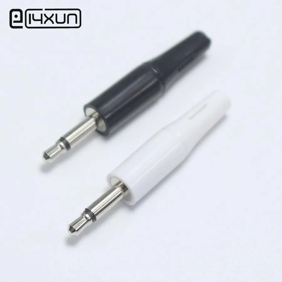 

2pcs 2.5mm mono headset plug 2 pole 2.5 mm audio plug Jack Adapter connector for phone black white