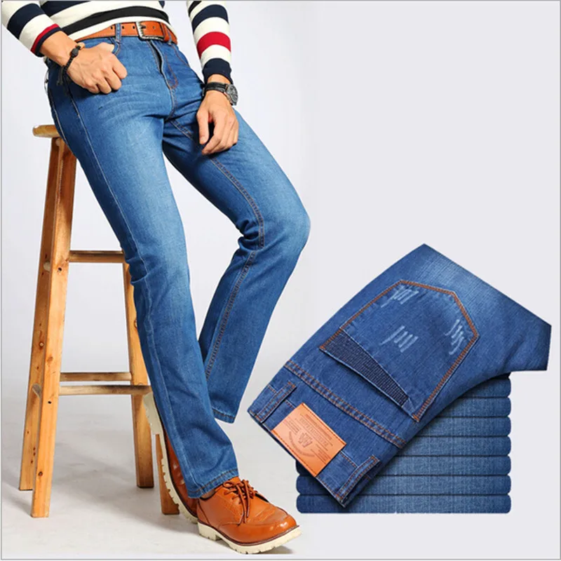 Men s jeans Slim Straight jeans male trousers