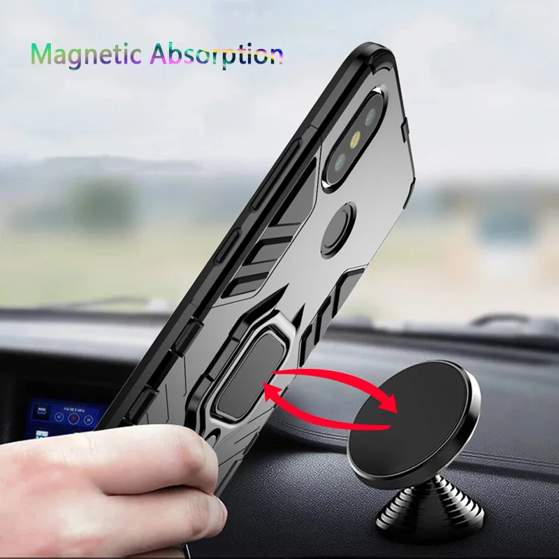 Magnetic Car Holder Case For Redmi Note 4X 5 6 Pro 7 Invisible Hybrid Hard PC+Soft Silicone Covers 5X 6X 8 Lite SE 9 Mix 2 2s |