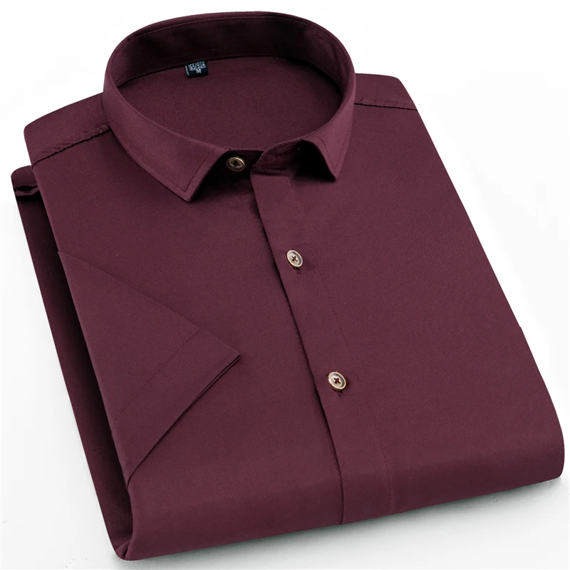 

Men Shirts Brand 2019 Summer Mens Dress Shirts Short Sleeve Slim Business Casual Solid Social Shirts Male Clothes Chemise Homme