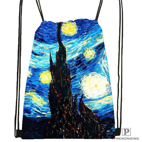 Drawstring Backpack Пользовательские Ван Гог Звездная ночь Drawstring рюкзак сумка для мужчин и женщин милый рюкзак дети ранец(черная спинка) 31x40 см#180531-01-11 - Цвет: Drawstring Backpack