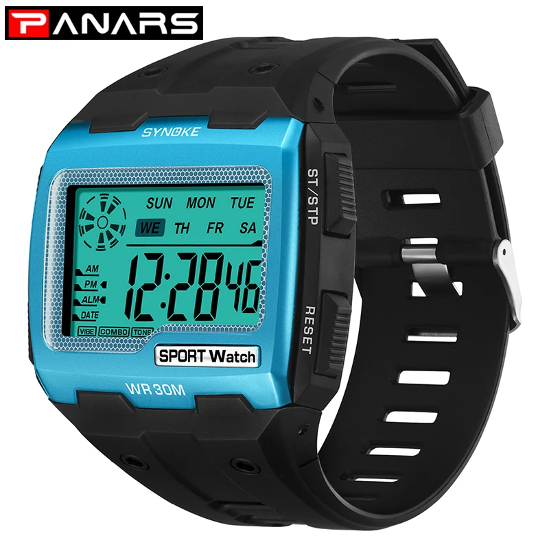 PANARS G наружные часы, военные спортивные часы, светодиодный цифровой дисплей, мужские наручные часы, многофункциональные часы, квадратный большой экран - Цвет: 9021-hulan