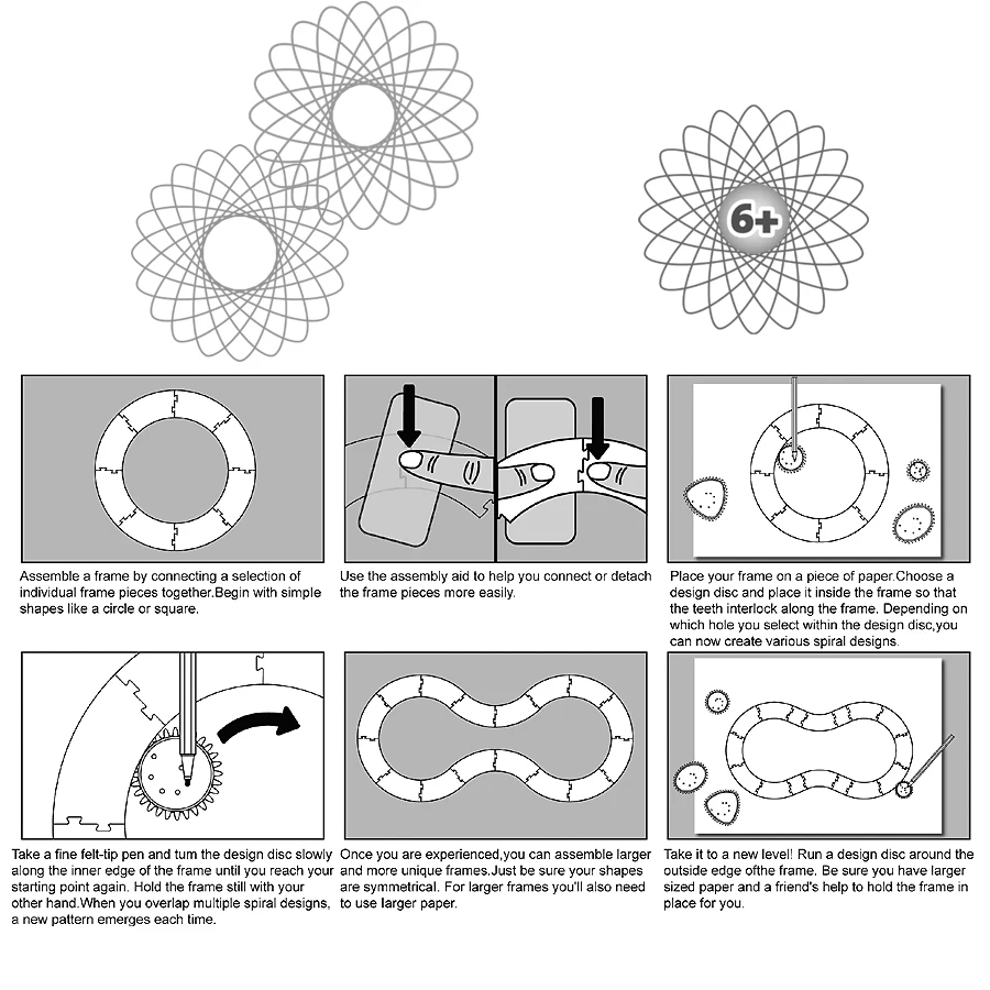 Сменные части рамы Спирограф игрушки для рисования, собранные в различные формы, Фристайл спиральные конструкции обучающие игрушки