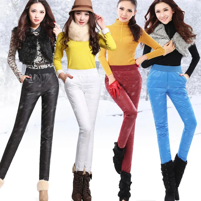 8226 Women Winter trousers Winter Pants Female Pencil Pants Slacks Slim Elastic Cotton Down Pant