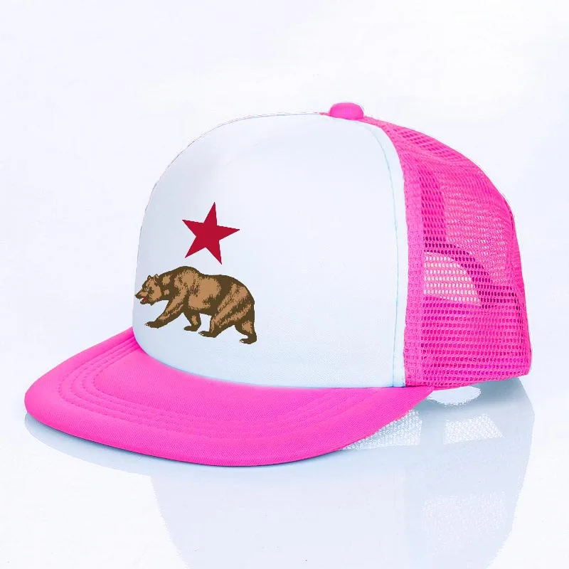 Флаг штата Калифорния грузовые шапки для женщин и мужчин Летние Животные медведь сетка Кепка хип хоп шапка забавная крутая летняя бейсбольная кепка YF112 - Цвет: YF11215
