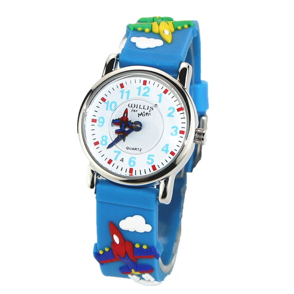 Маленькие Мальчики Дети Наручные детские часы, мультяшный вертолет 3D Band-синий