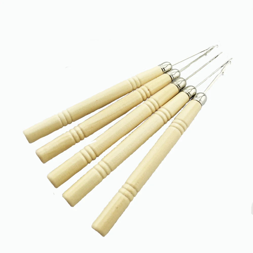 

Micro Ring Hair Extension Wooden Hook Pulling Needle Threader Tools 30pcs/lot