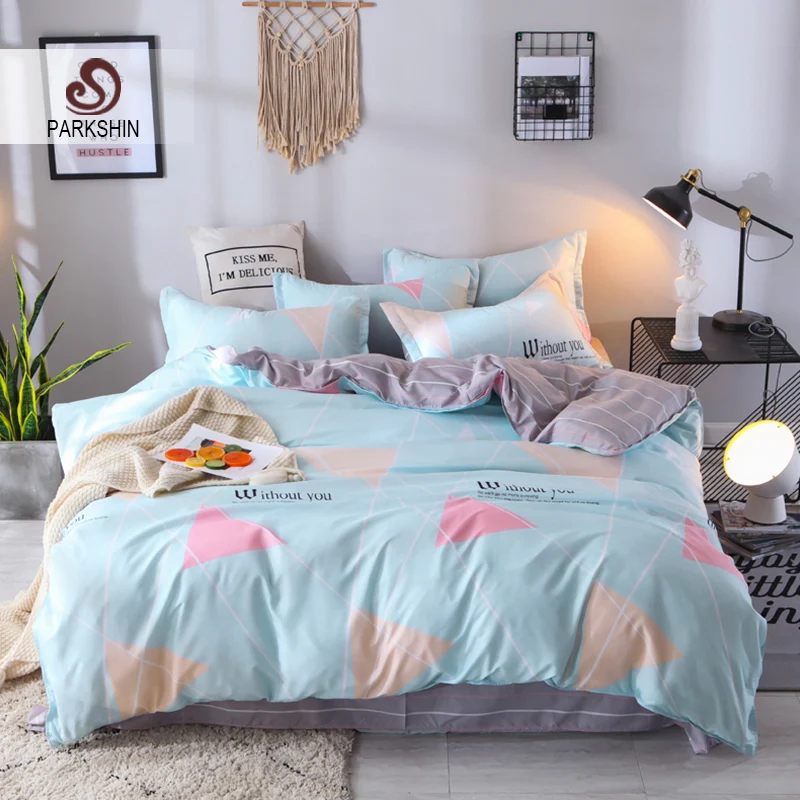 Best ParkShin Blue Bedspread Bed Flat Sheet Bed Sheet Pillowcase Duvet Cover Set Double Queen King Single Size Decor Home Bed Set