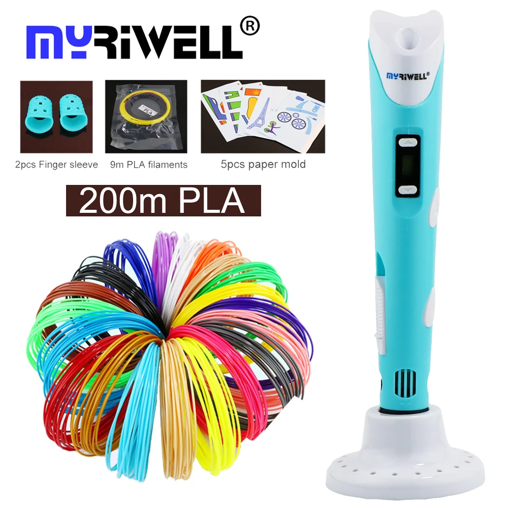 3d Ручка myriwell для рисования 100 м или 200 1 75 мм пла-нить детей подарок на день рождения