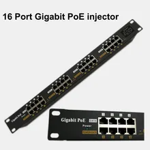 Гигабитный Пассивный PoE 16 порт питания через Ethernet Инжектор для камеры видеонаблюдения, VOIP телефонов, Wifi точек доступа с 802.3af/802.3at
