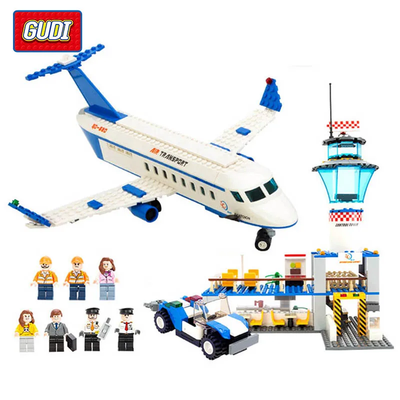 

GUDI Blocks City Air Plane Building Blocks International Airport Building Block Educational Toys For Children