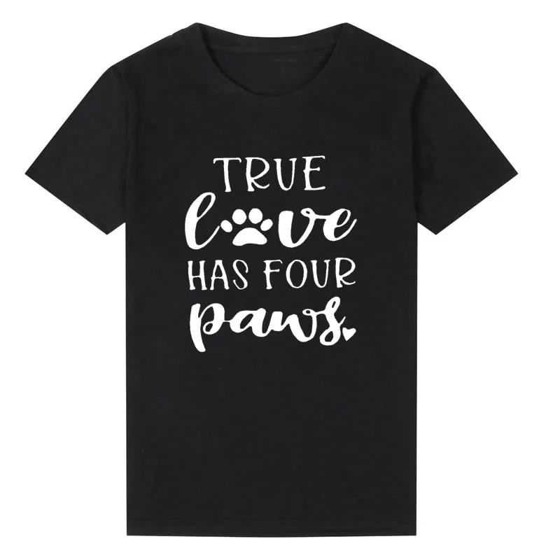 Sunfiz YF True Love Has Four Paws белая футболка Tumblr Забавные футболки с графикой женские
