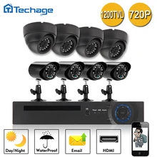 Techage 8-КАНАЛЬНЫЙ 720 P DVR Система ВИДЕОНАБЛЮДЕНИЯ 4 шт. 1200TVL 2.8 мм 3.6 мм Водонепроницаемый Крытый Камеры 4 Мини 1.0MP открытый Камеры Наблюдения Комплекты